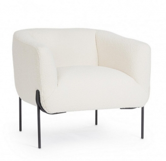 Claudine White Boucle` Armchair