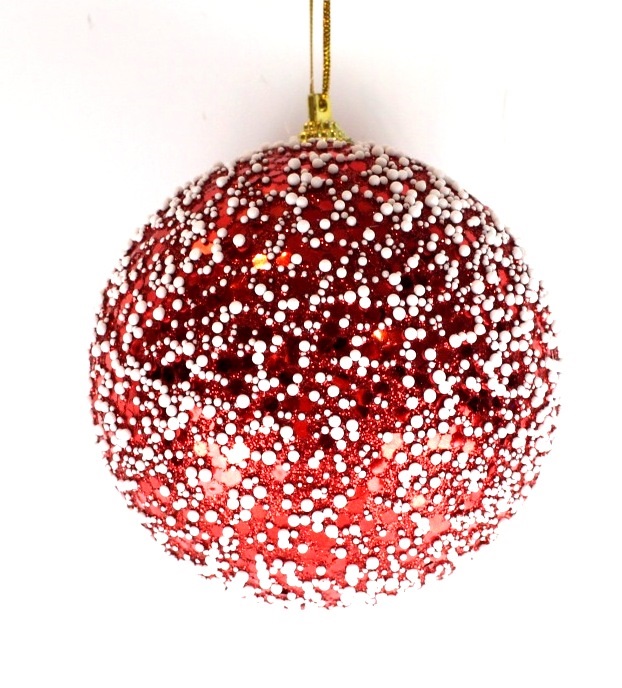  Χριστουγεννιάτικη μπάλα κόκκινη με χιόνι 10εκ από την εταιρία Epilegin. 