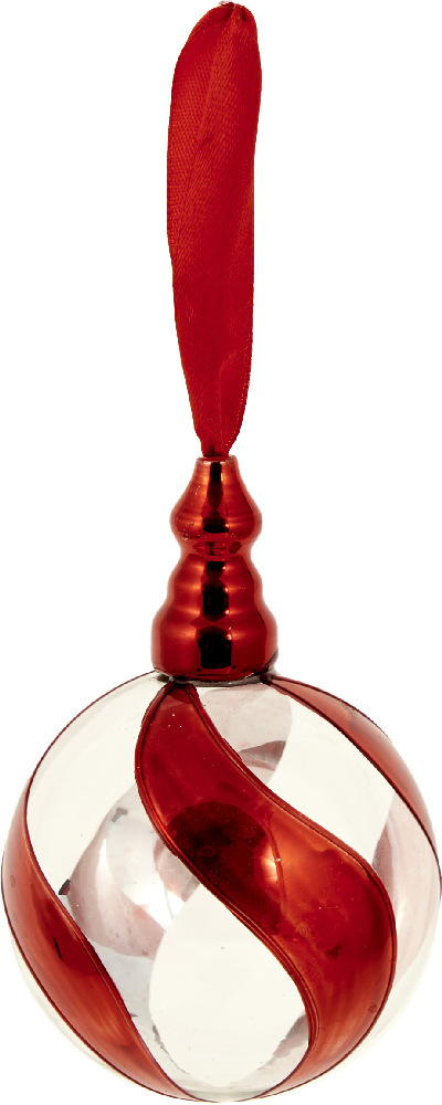 Γυάλινη χριστουγεννιάτικη μπάλα με κορδέλα "Lollipop" 8cm από την εταιρία Epilegin. 