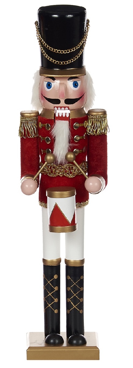  Χριστουγεννιάτικο ξύλινο μολυβένιο στρατιωτάκη κόκκινο-λευκό με τύμπανο 30εκ από την εταιρία Epilegin. 