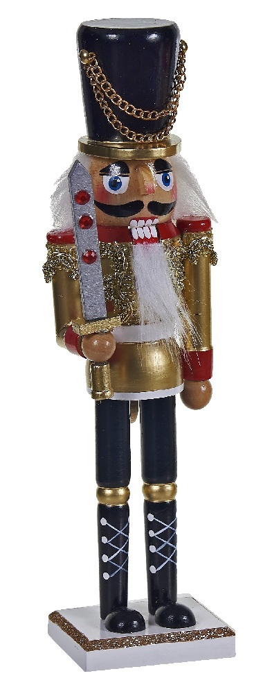  Χριστουγεννιάτικος Καρυοθραύστης Ξύλινος "Μεταλλιζέ" χρυσό-μαύρο 50εκ από την εταιρία Epilegin. 