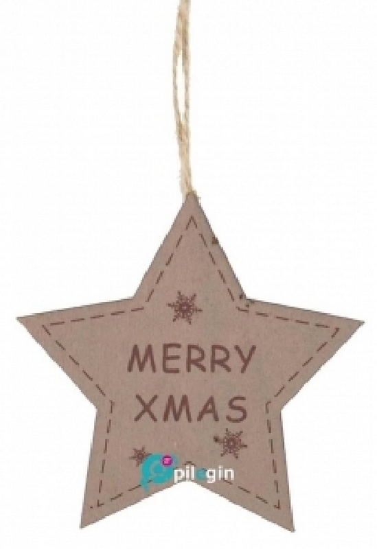  Ξύλινο κρεμαστό αστέρι MERRY CHRISTMAS γκρί-καφέ 10εκ από την εταιρία Epilegin. 