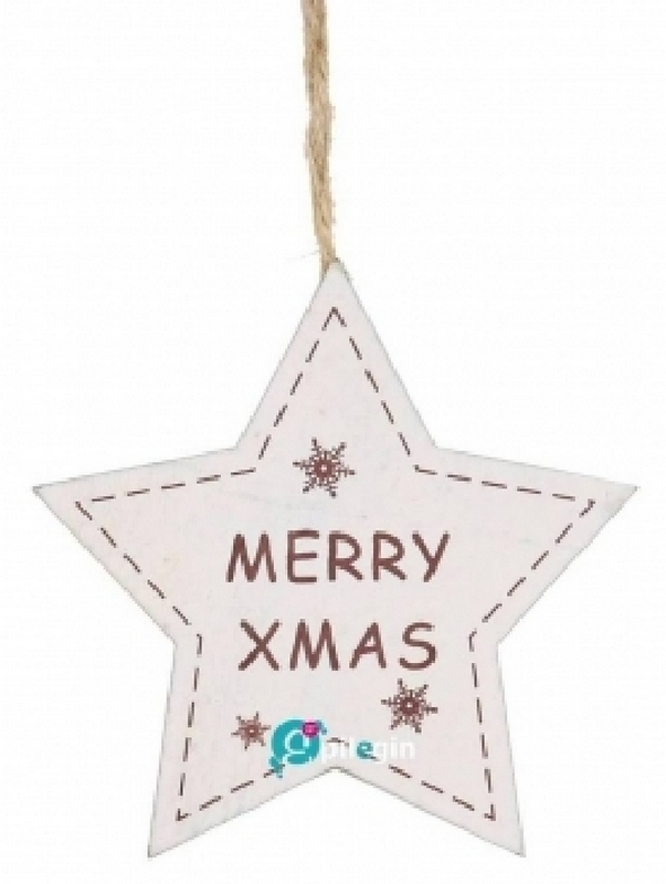  Ξύλινο κρεμαστό αστέρι MERRY CHRISTMAS λευκό  10εκ από την εταιρία Epilegin. 