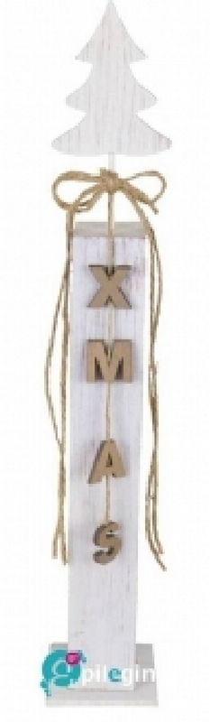 Ξύλινο διακοσμητικό δέντρο XMAS λευκό 70εκ   