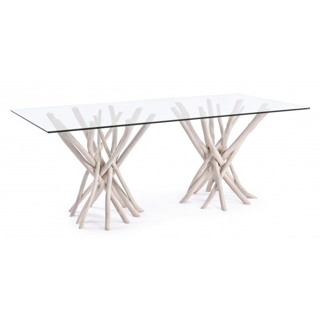  Γυάλινο τραπέζι Sahel με ξύλινη βάση  200x100x76 από την εταιρία Epilegin. 