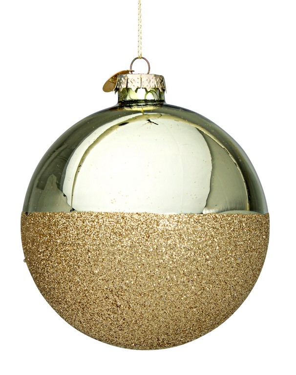  Χριστουγεννιάτικη μπάλα γυάλινη "Halfway Green-Gold" 10εκ από την εταιρία Epilegin. 