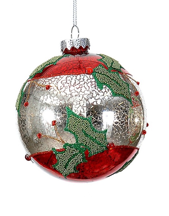  Χριστουγεννιάτικη γυάλινη μπάλα κόκκινη άσπρη με σχέδια 11εκ από την εταιρία Epilegin. 