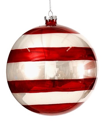  Χριστουγεννιάτικη γυάλινη μπάλα κόκκινο άσπρο 15εκ από την εταιρία Epilegin. 