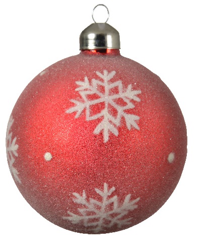  Χριστουγεννιάτικη γυάλινη μπάλα κόκκινη με άσπρες νιφάδες 8 εκ από την εταιρία Epilegin. 
