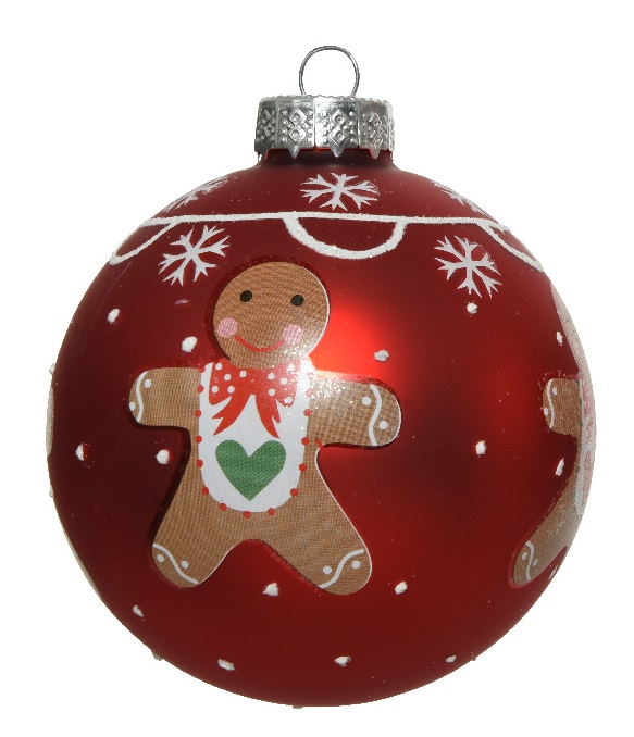  Χριστουγεννιάτικη γυάλινη μπάλα matt gingerbread κόκκινη 8εκ από την εταιρία Epilegin. 