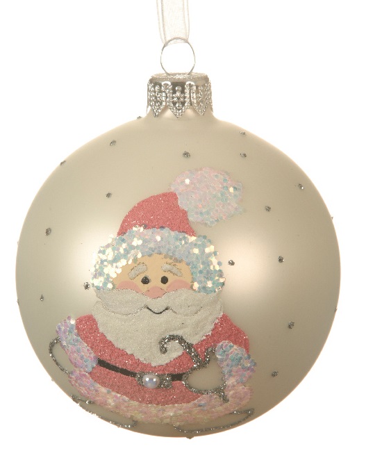  Χριστουγεννιάτικη γυάλινη μπάλα santa snowman άσπρο matt 8εκ από την εταιρία Epilegin. 