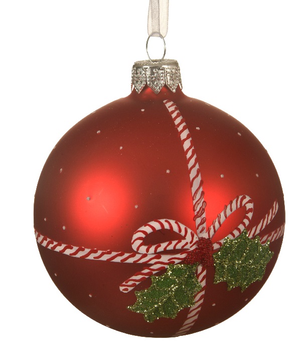  Χριστουγεννιάτικη γυάλινη μπάλα matt φιόγκος κόκκινο χρώμα 8εκ από την εταιρία Epilegin. 