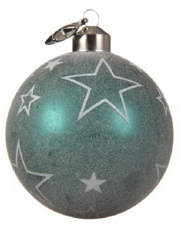  Χριστουγεννιάτικη γυάλινη μπάλα πράσινη με αστέρια 8εκ από την εταιρία Epilegin. 