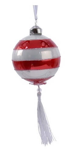 Χριστουγεννιάτικη γυάλινη μπάλα λευκό-κόκκινο 8εκ από την εταιρία Epilegin. Χριστουγεννιάτικη γυάλινη μπάλα λευκό-κόκκινο 8εκ από την εταιρία Epilegin.