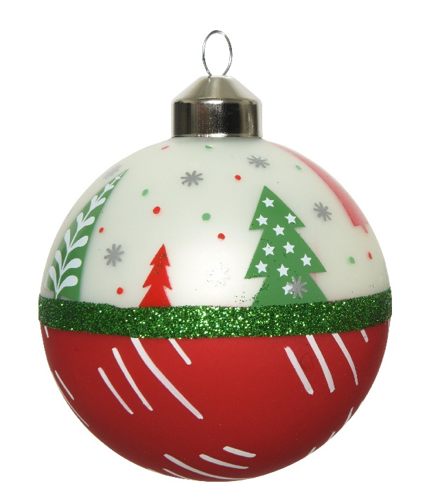 Χριστουγεννιάτικη γυάλινη μπάλα matt κόκκινο άσπρο 8εκ από την εταιρία Epilegin. 