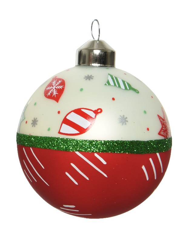  Χριστουγεννιάτικη γυάλινη μπαλα matt κόκκινο άσπρο 8εκ από την εταιρία Epilegin. 