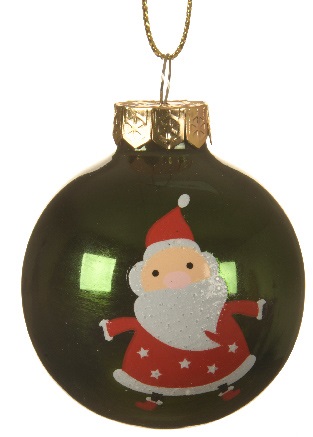  Χριστουγεννιάτικη γυάλινη μπάλα santa πράσινο χρώμα 4.5εκ από την εταιρία Epilegin. 