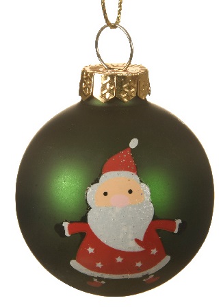  Χριστουγεννιάτικη γυάλινη μπάλα πράσινη ματ με Άγιο Βασίλη 4.5εκ από την εταιρία Epilegin. 