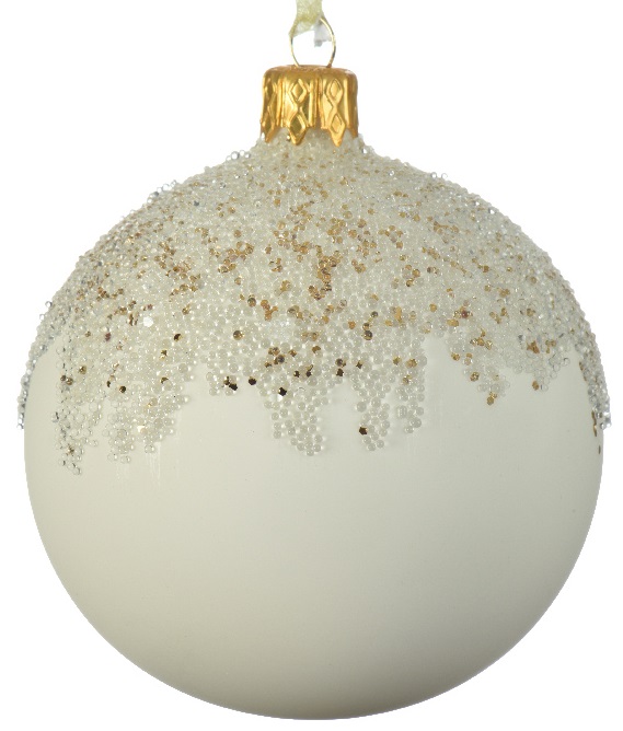  Χριστουγεννιάτικη γυάλινη μπάλα matt εκρού χρυσό χρώμα 8εκ από την εταιρία Epilegin. 