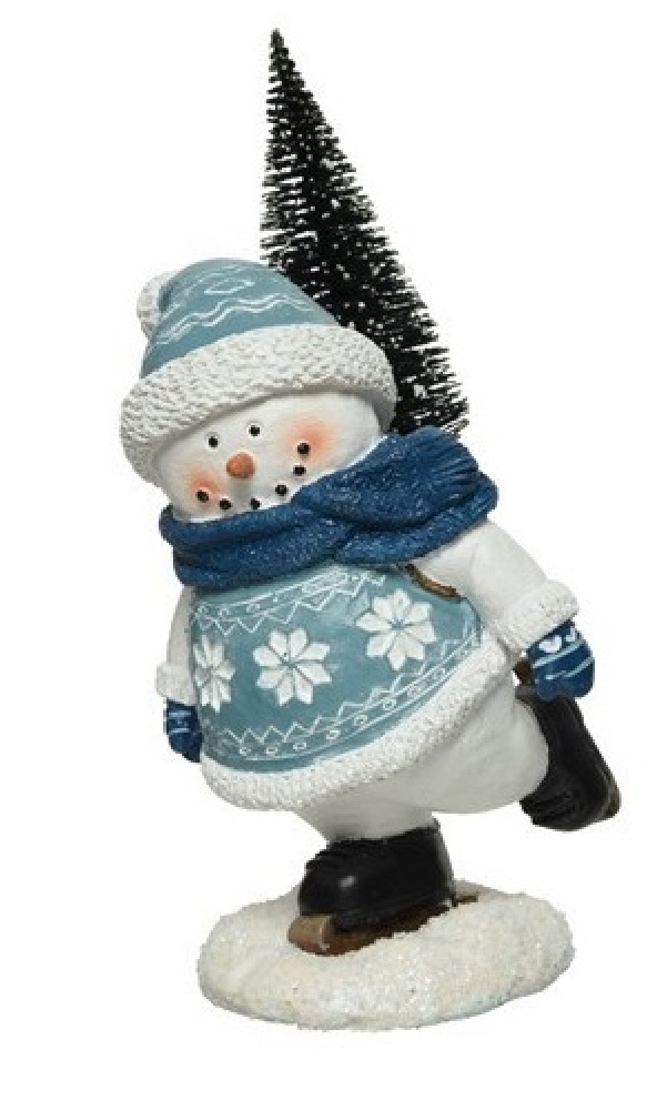  Χριστουγεννιάτικος polyresin διακοσμητικός χιονάνθρωπος μπλέ-λευκό 20,5εκ από την εταιρία Epilegin. 