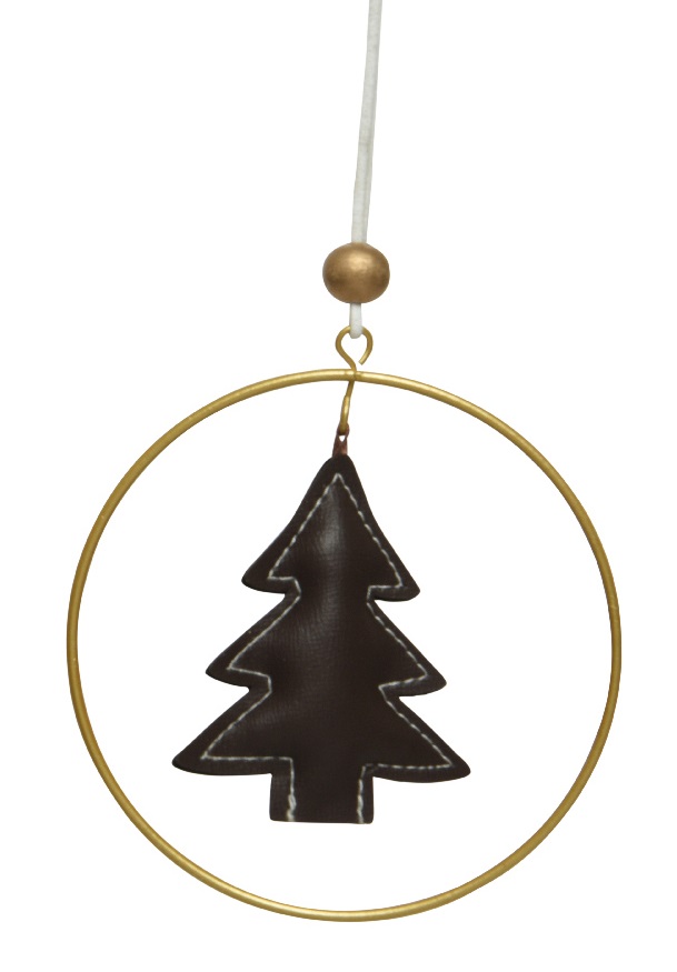  Χριστουγεννιάτικο δεντράκι από συνθετικό δέρμα σοκολατί χρώμα 10Χ10εκ από την εταιρία Epilegin. 