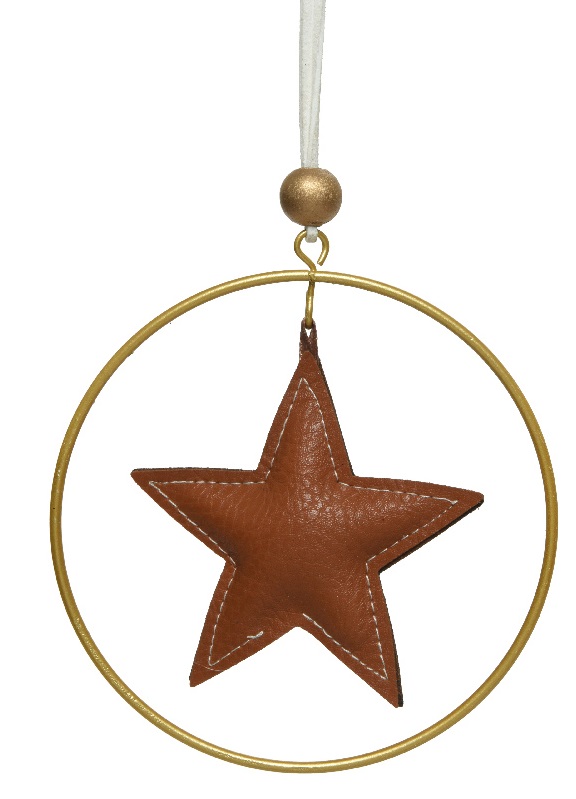  Χριστουγεννιάτικο αστέρι από συνθετικό δέρμα καφέ χρώμα 10Χ10εκ από την εταιρία Epilegin. 
