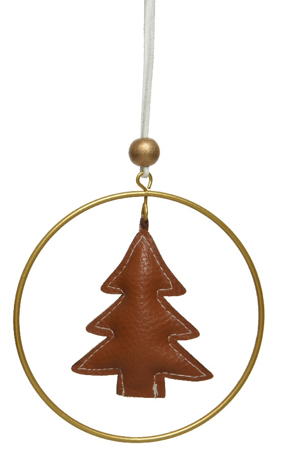  Χριστουγεννιάτικο δεντράκι από συνθετικό δέρμα καφέ χρώμα 10Χ10εκ  από την εταιρία Epilegin. 