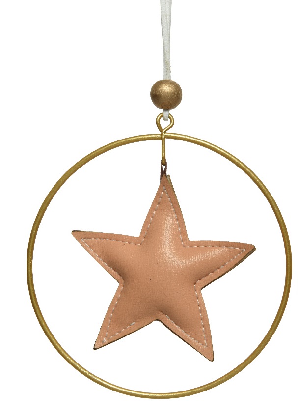  Χριστουγεννιάτικο αστέρι από συνθετικό δέρμα σομόν χρώμα 10Χ10εκ από την εταιρία Epilegin. 