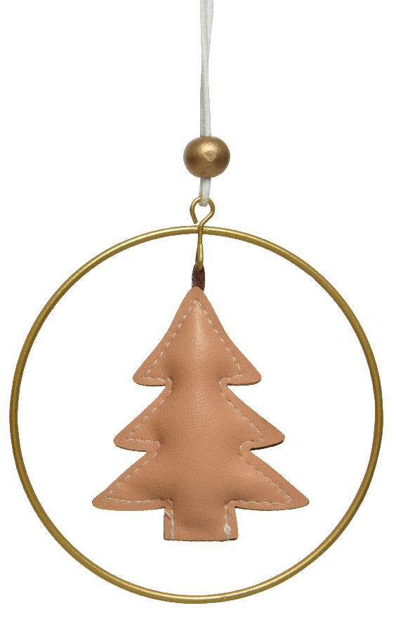  Χριστουγεννιάτικο δεντράκι από συνθετικό δέρμα σομόν χρώμα 10Χ10εκ από την εταιρία Epilegin. 