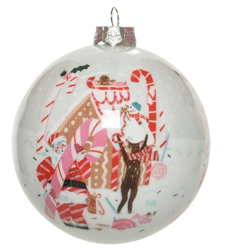  Χριστουγεννιάτικη πλαστική ζαχαρωτή μπάλα άγιος βασίλης άσπρο κόκκινο 8εκ από την εταιρία Epilegin. 