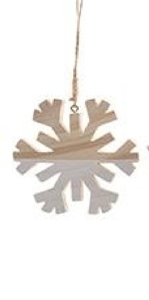  Χριστουγεννιάτικη ξύλινη κρεμαστή χιονονιφάδα φυσικό-λευκό 11εκ από την εταιρία Epilegin. 