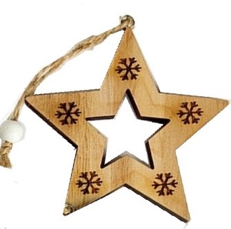  Χριστουγεννιάτικο ξύλινο κρεμαστό αστεράκι 9εκ από την εταιρία Epilegin. 