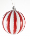  Χριστουγεννιάτικη μπάλα πλαστική "Candy White" κόκκινη 8εκ 