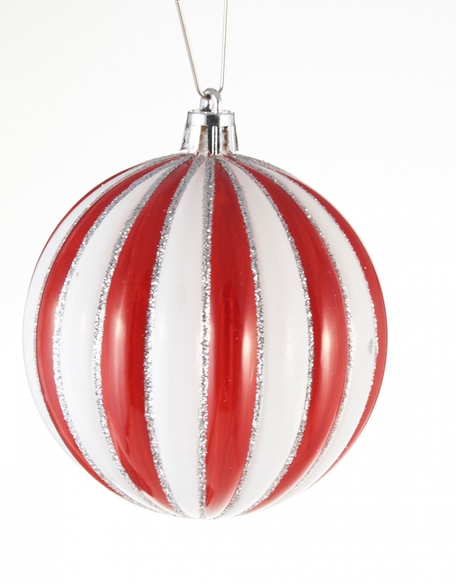  Χριστουγεννιάυικη μπάλα πλαστική "Candy White" κόκκινη 8εκ από την εταιρία Epilegin. 
