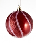  Χριστουγεννιάυικη μπάλα πλαστική "Candy Oxblood" κόκκινη 8εκ 