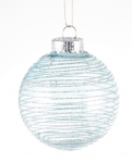  Χριστουγεννιάυικη μπάλα πλαστική ριγέ γαλάζια 8εκ 