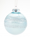  Χριστουγεννιάυικη μπάλα πλαστική ριγέ γαλάζια 8εκ 