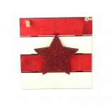  Χριστουγεννιάτικο ξύλινο κρεμαστό καδράκι αστέρι κόκκινο 15Χ15Χ1,6εκ 