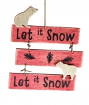  Χριστουγεννιάτικο ξύλινο κρεμαστό κόκκινο "Let it Snow" 14X12X0,8εκ 