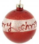  Γυάλινη χριστουγεννιάτικη μπάλα "Merry XMAS" Christmas Red 8cm 