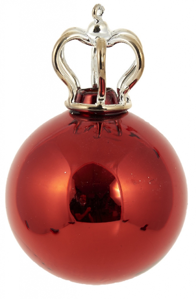  Γυάλινη χριστουγεννιάτικη "Μπάλα με κορώνα" Christmas Red 8cm από την εταιρία Epilegin. 
