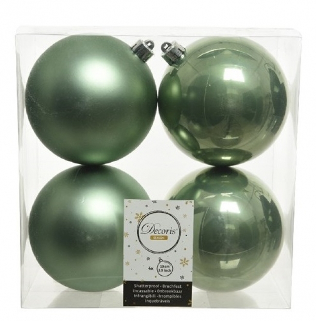  Set 4τμχ χριστουγεννιάτικες πλαστικές μπάλες Sage Green 10cm από την εταιρία Epilegin. 