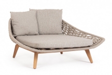  Daybed   Teak Look & Rope "Tamires" Beige 136x171x69cm 