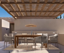 Τραπεζαρία 7pcs Teak & Rope Jacinta Moon από την εταιρία Epilegin. Τραπεζαρία 7pcs Teak & Rope Jacinta Moon από την εταιρία Epilegin.