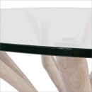  Γυάλινο στρογγυλό τραπέζι Sahel με ξύλινη βάση  110x76cm 