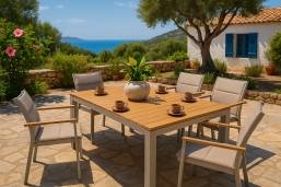 Τραπεζαρία Αλουμινίου & Pollywood 7τμχ Casado Moon 1.60/240x0.90cm από την εταιρία Epilegin. Τραπεζαρία Αλουμινίου & Pollywood 7τμχ Casado Moon 1.60/240x0.90cm από την εταιρία Epilegin.