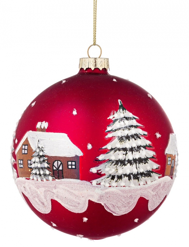  Γυάλινη χριστουγεννιάτικη μπάλα "Painted" κόκκινη10εκ από την εταιρία Epilegin. 