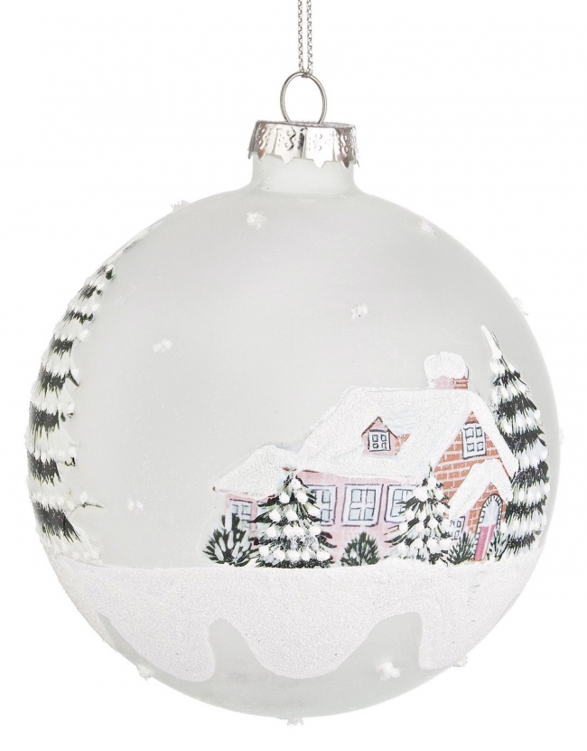  Γυάλινη χριστουγεννιάτικη μπάλα "Painted White" 10εκ από την εταιρία Epilegin. 