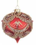  Χριστουγεννιάτικη γυάλινη μπάλα κόκκινη με χρυσά σχέδια 9εκ 