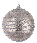 Χριστουγεννιάτικη πλαστική μπάλα σαμπανί με ασημί ρίγα 10 εκ 